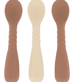 Børnebestik|Babyskeer*Mikk-Line Skeer - 3-pak - Silikone - Brown Sugar/White Swan