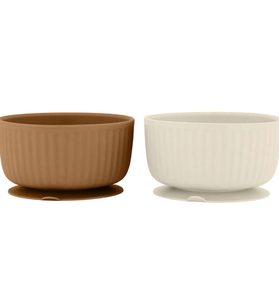 Mikk-Line Skåle - 2-pak - Silikone - White Swan/Brown Sugar