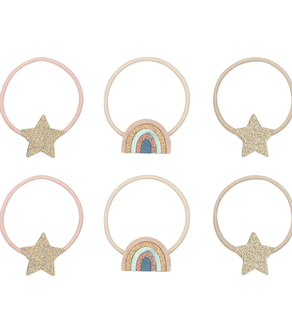 Mimi & Lula Hårelastikker - 6-pak - Rainbow & Star Celeste