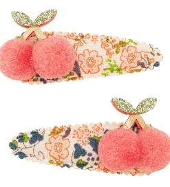 Hårspænder*Mimi & Lula Hårspænder - 2-pak - 5 cm - Floral Pom Pom Cherries