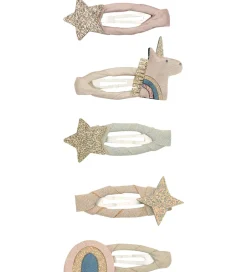 Hårspænder|Hårpynt*Mimi & Lula Hårspænder - 5-pak - 4 cm - Mini Unicorn Celeste