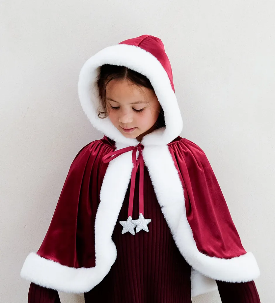 Udklædningstøj*Mimi & Lula Kappe - Mrs Claus - Rød m. Hvid