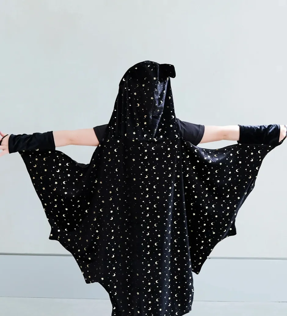Udklædningstøj*Mimi & Lula Kappe m. Hætte - Black Bat Halloween