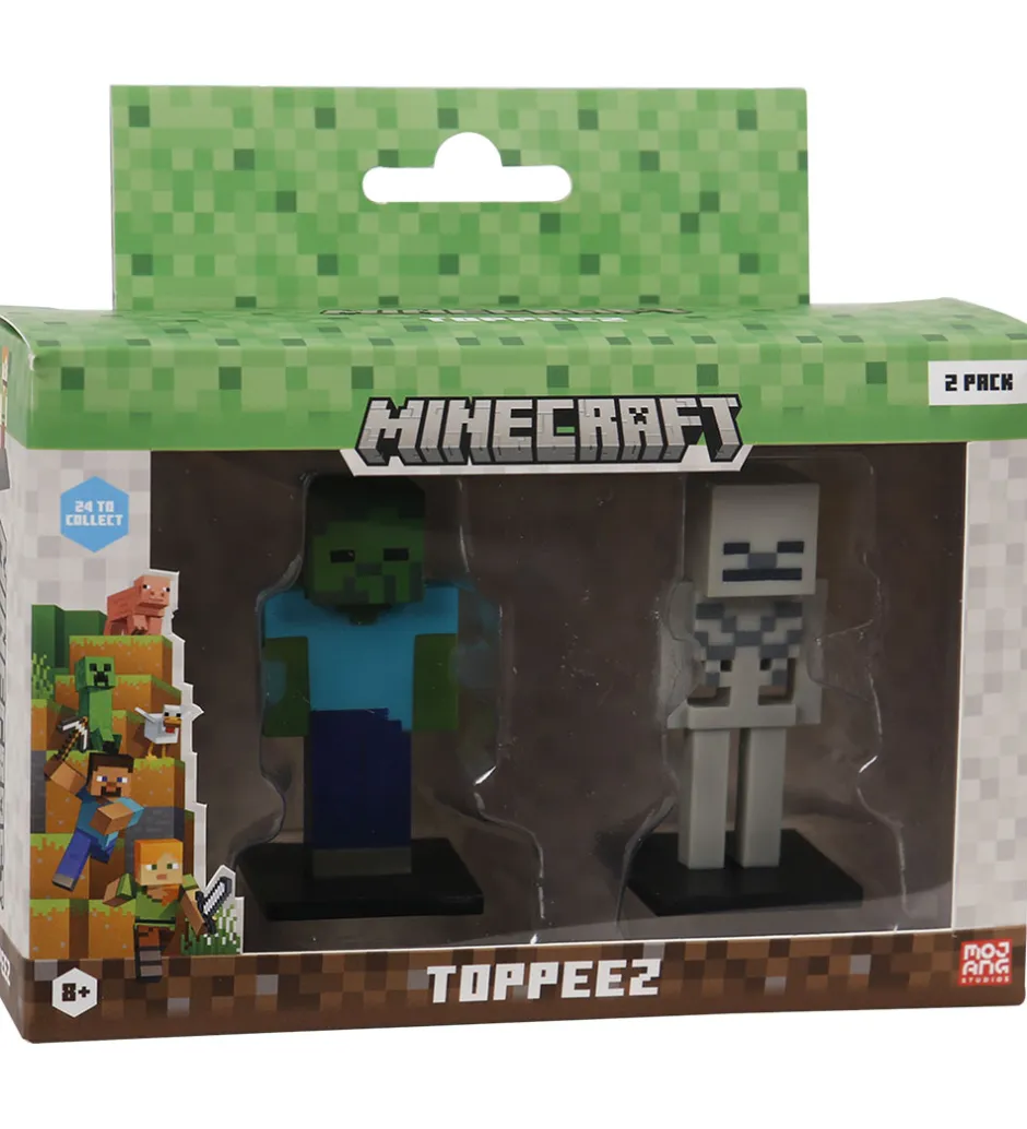Minecraft Legetøjsfigurer - 3D - 2-pak - Zombie/Skeleton