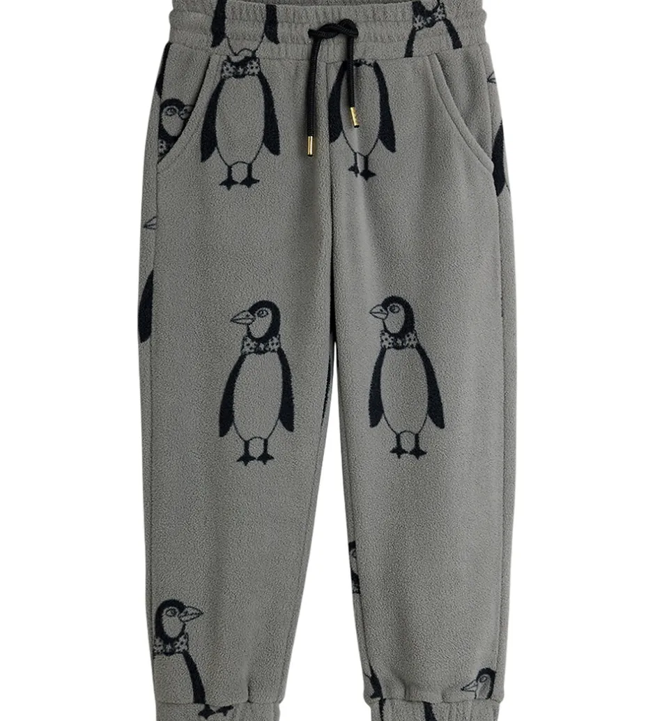 Fleece*Mini Rodini Fleecebukser - Penguin - Grå