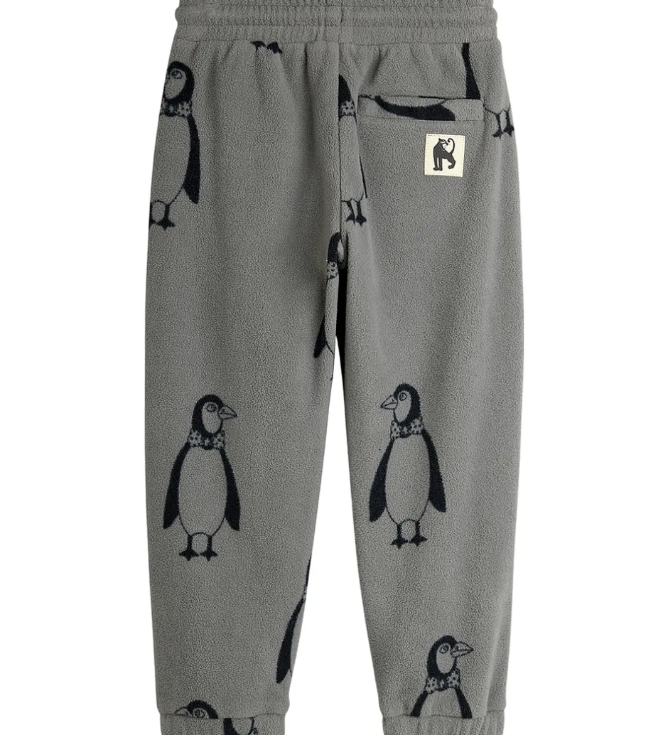 Fleece*Mini Rodini Fleecebukser - Penguin - Grå