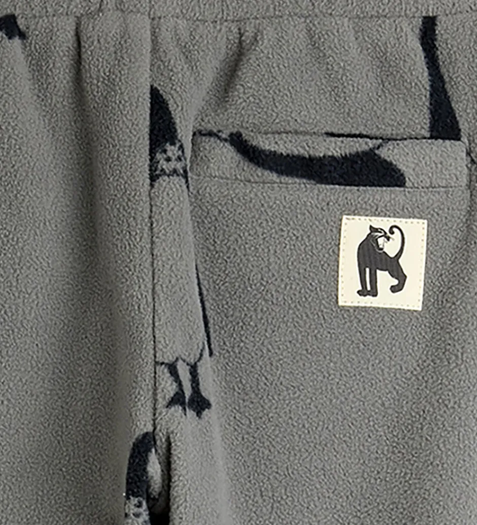 Fleece*Mini Rodini Fleecebukser - Penguin - Grå