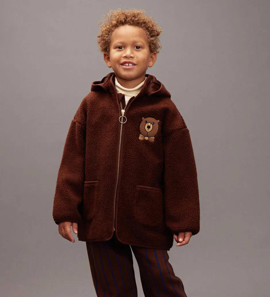 Fleece*Mini Rodini Fleecejakke - Bear - Brun