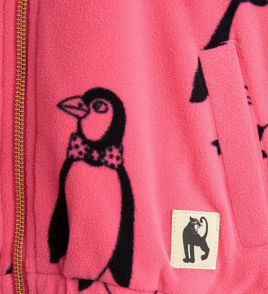 Børn Mini Rodini Fleecejakke - Penguin - Pink