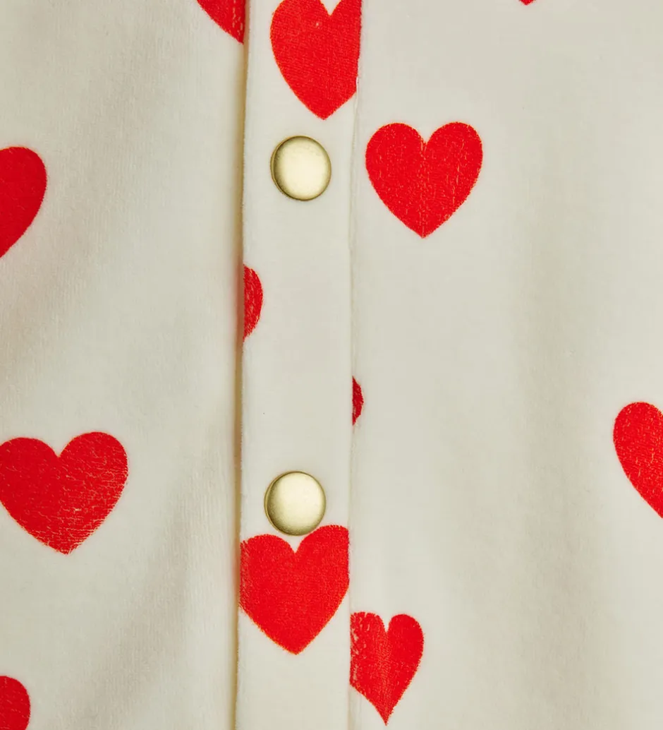 Børn Mini Rodini Heldragt - Velour - Hearts - Hvid
