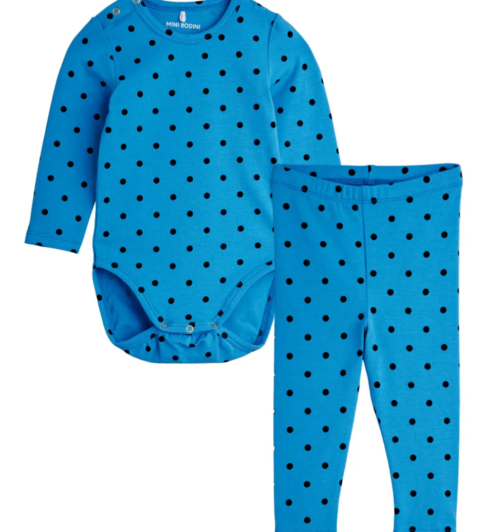Leggings|Bodyer*Mini Rodini Sæt - Leggings/Body l/æ - Polka Dots - Blå