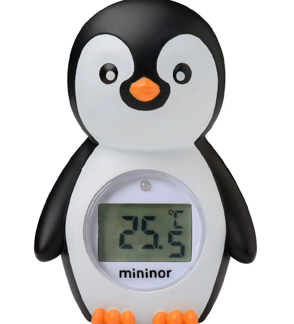 Termometer*Mininor Badetermometer - Pingvin - Sort/Hvid