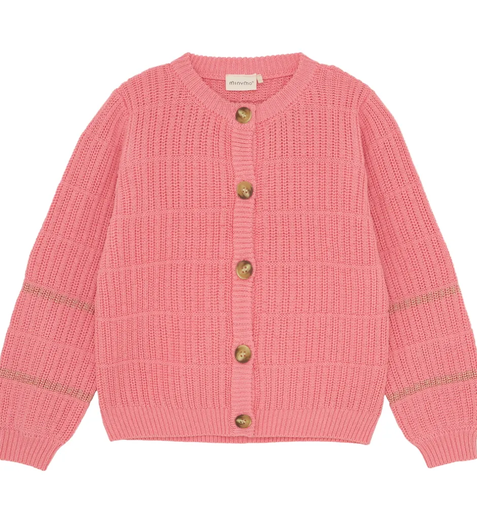 Børn Minymo Cardigan - Strik - Rib - Strawberry Ice