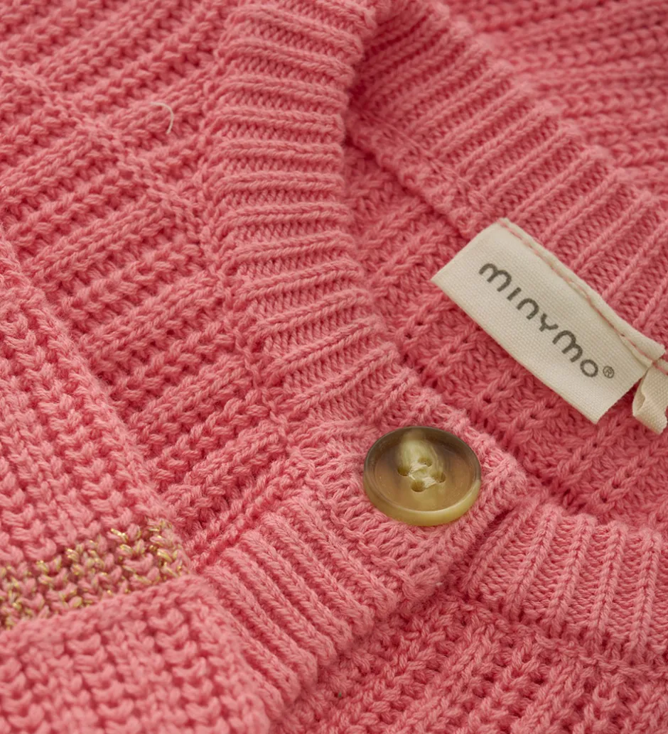 Børn Minymo Cardigan - Strik - Rib - Strawberry Ice