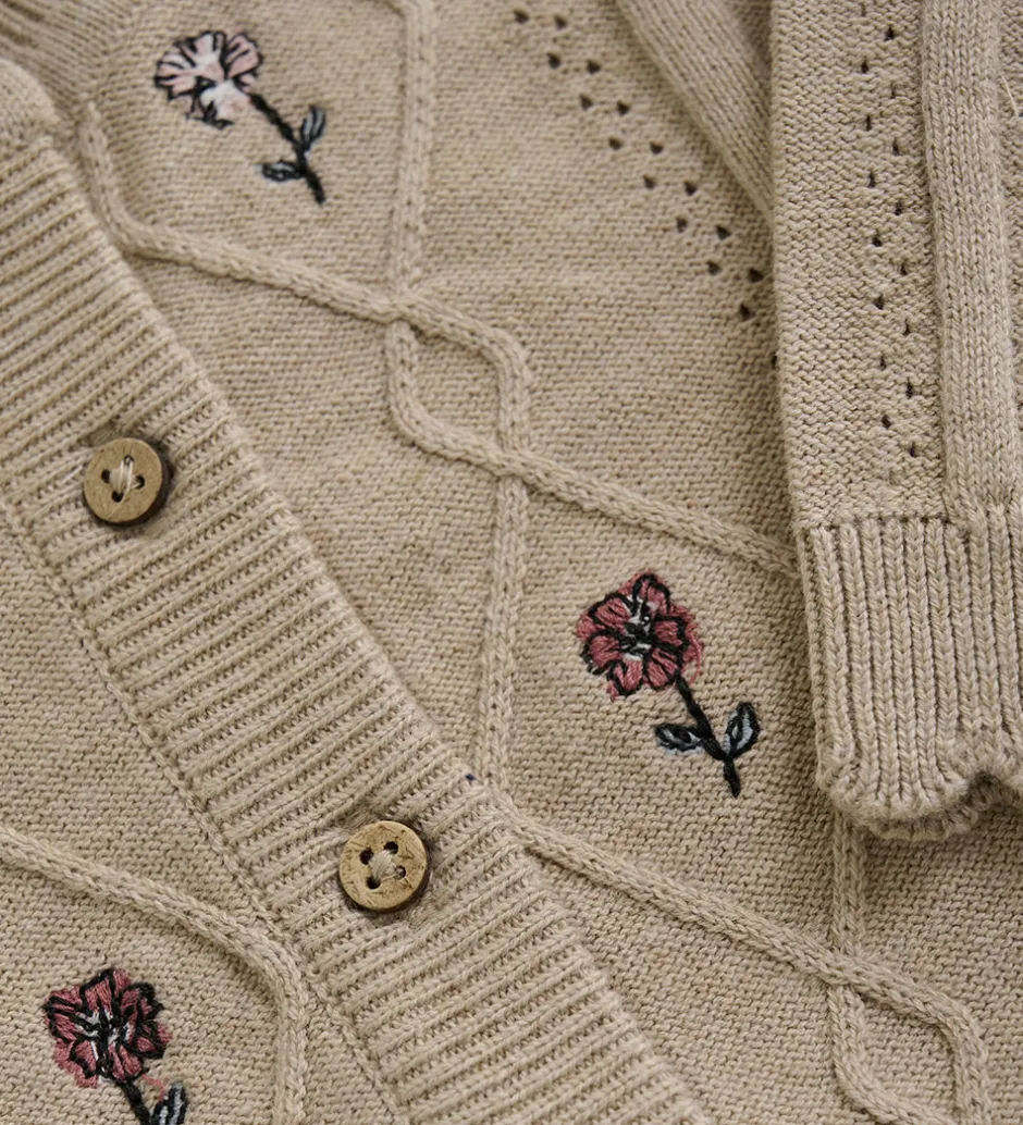 Striktrøjer*Minymo Cardigan Knit - Beige Meleret