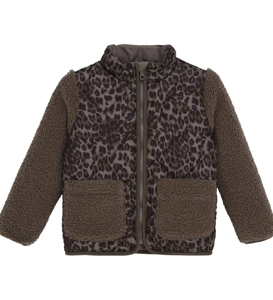 Børn Minymo Jakke - Chocolate Chip m. Leopardprint
