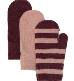 Handsker Og Luffer*Minymo Luffer - 3-pak - Uld - Strik - Catawba Grape