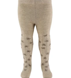 Børn Minymo Strømpebukser - 2-pak - Shell/beige m. Sløjfer