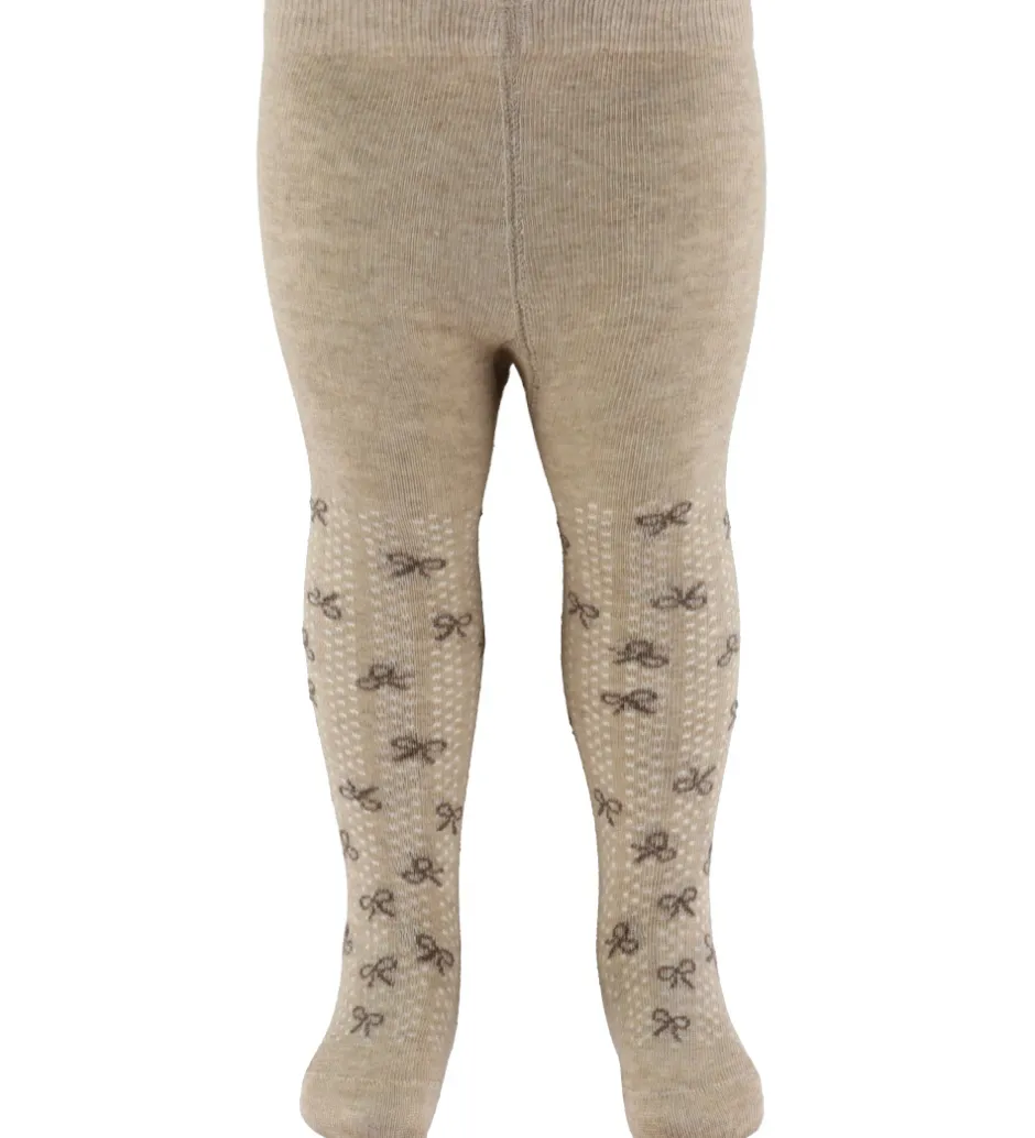 Børn Minymo Strømpebukser - 2-pak - Shell/beige m. Sløjfer