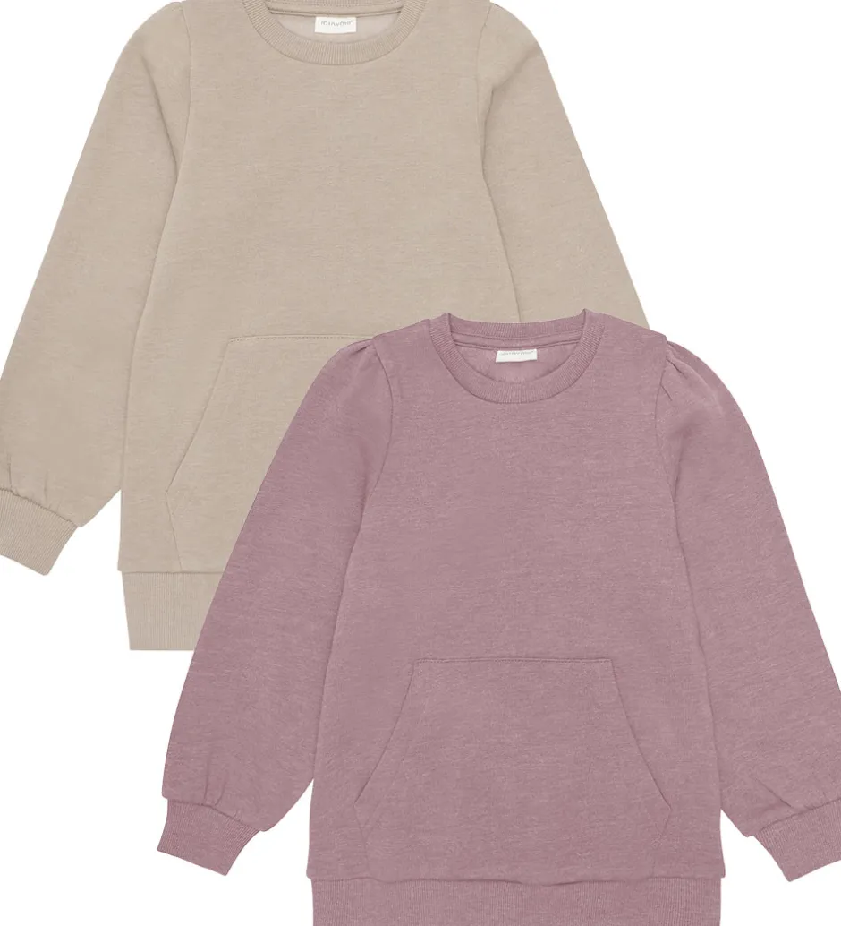 Børn Minymo Sweatshirt - 2-pak - Elderberry/Rainy Day
