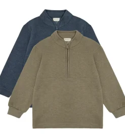 Børn Minymo Sweatshirt m. Lynlås - 2-pak - Vetiver