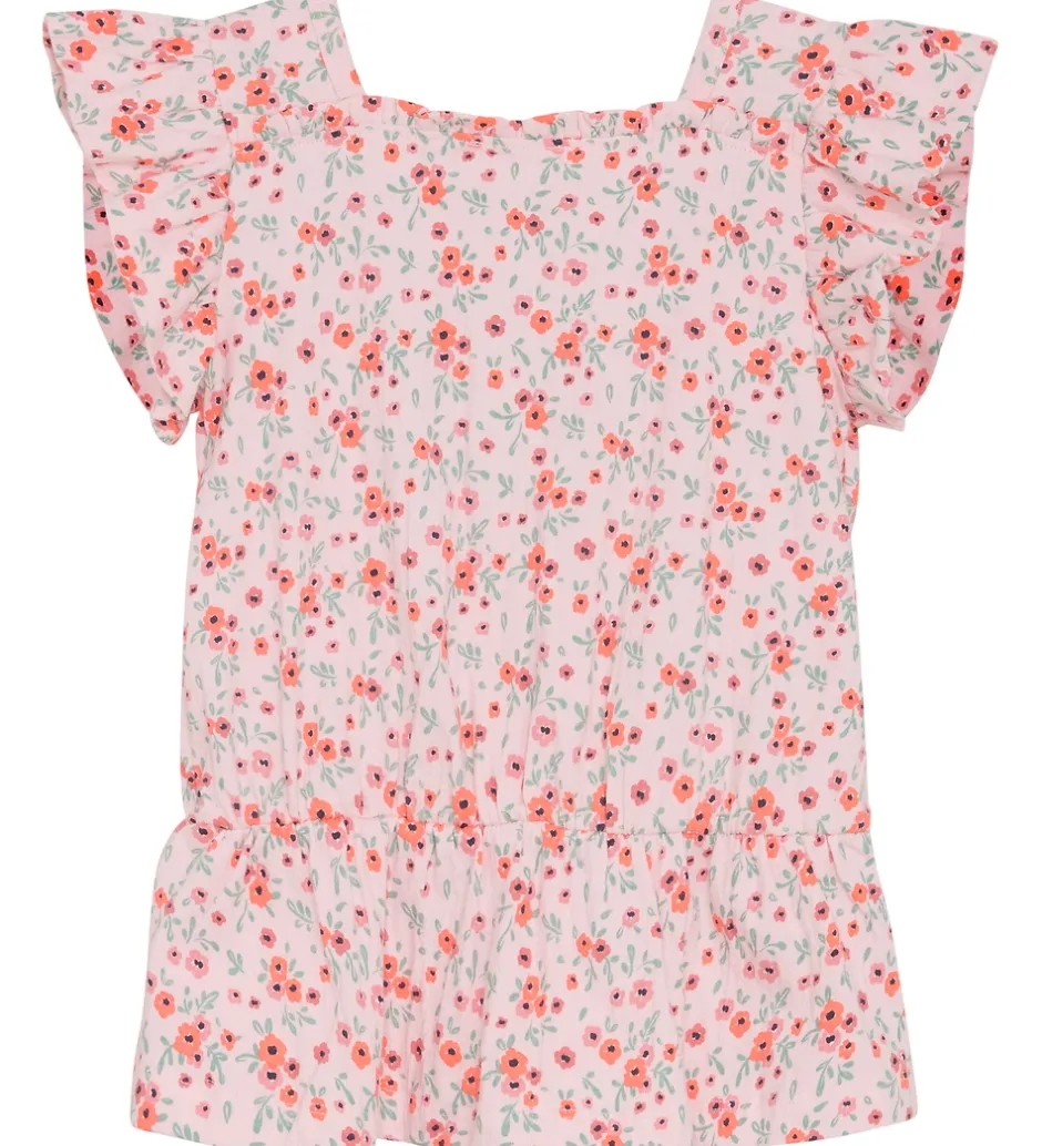 Toppe*Minymo Top - Rosen Quartz m. Blomster