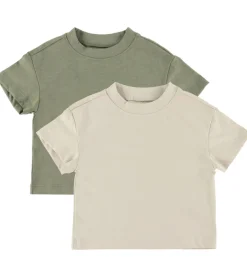 Børn Minymo T-shirts - Loose Fit - 2-pak - Vetiver