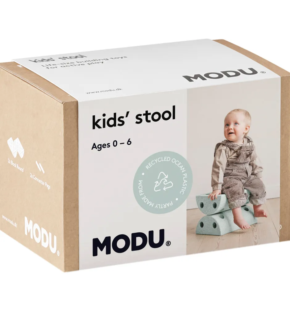 MODU Børneskammel - 4 Dele - Ocean Mint/Forest Green