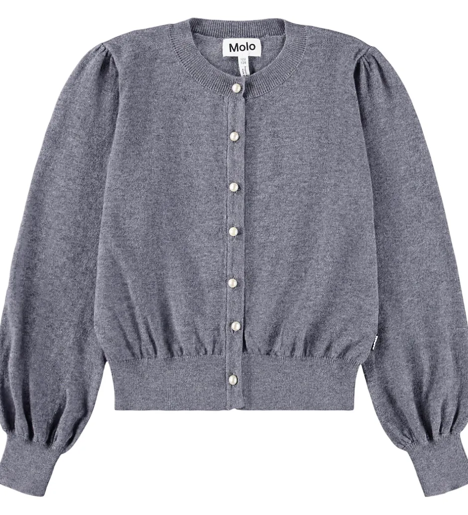 Striktrøjer*Molo Cardigan - Strik - Uld/Bomuld - Guinevere - Grey Melange