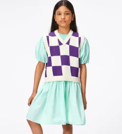 Børn Molo Vest - Strik - Gitta - Purple Shell Check