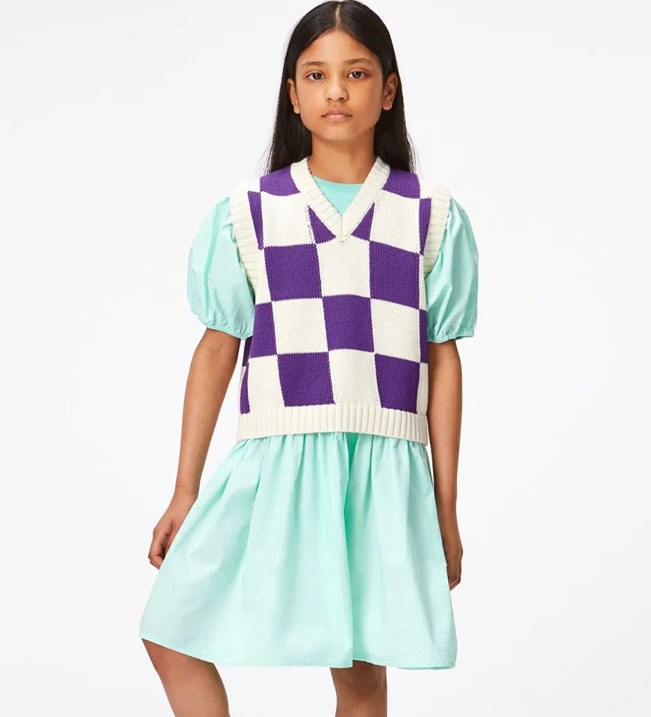 Børn Molo Vest - Strik - Gitta - Purple Shell Check