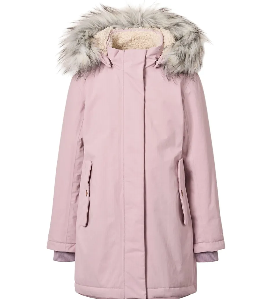 Vinterjakker*Molo Vinterfrakke - Peace - Blue Pink m. Imiteret Pels
