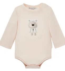 Savlesmække*Moncler Sæt - Hue/Savlesmæk/Body l/æ - Light Pink m. Bamse
