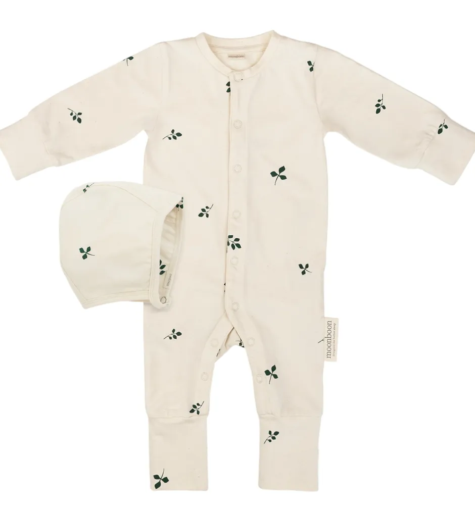Nattøj*Moonboon Natdragt m. Babyhjelm - Gaveæske - Leaf