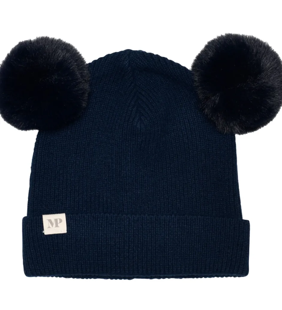 Børn MP Hue - Rib - Strik - Uld - Dark Denim Melange m. Kvaste
