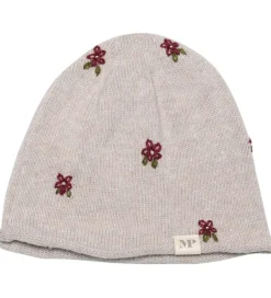Børn MP Hue - Uld - Strik - Floral - Beigemeleret