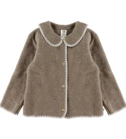 Børn Müsli Cardigan - Uldfleece - Brown Melange