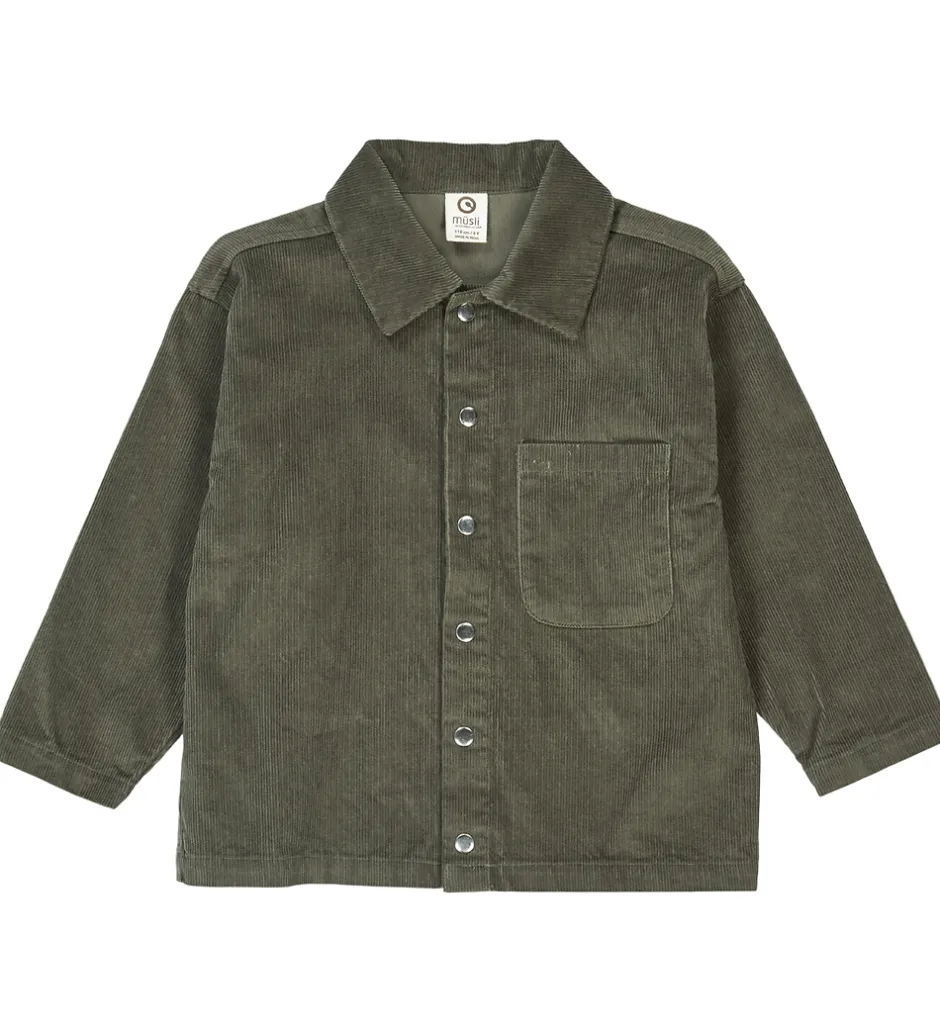 Børn Müsli Skjorte - Fløjl - Deep Green