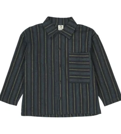 Skjorter*Müsli Skjorte - Stripe - Night Blue/Moss/Stormy Blue