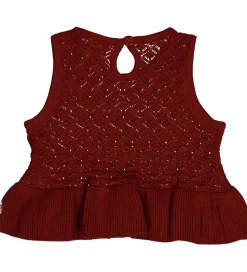 Børn Müsli Vest - Knit Scallop - Russet m. Hulmønster