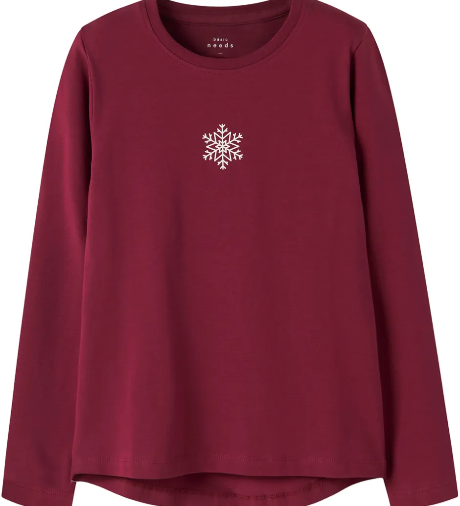 Juletøj|Bluser*Name It Bluse - NkfVix - Burgundy/Snowflake