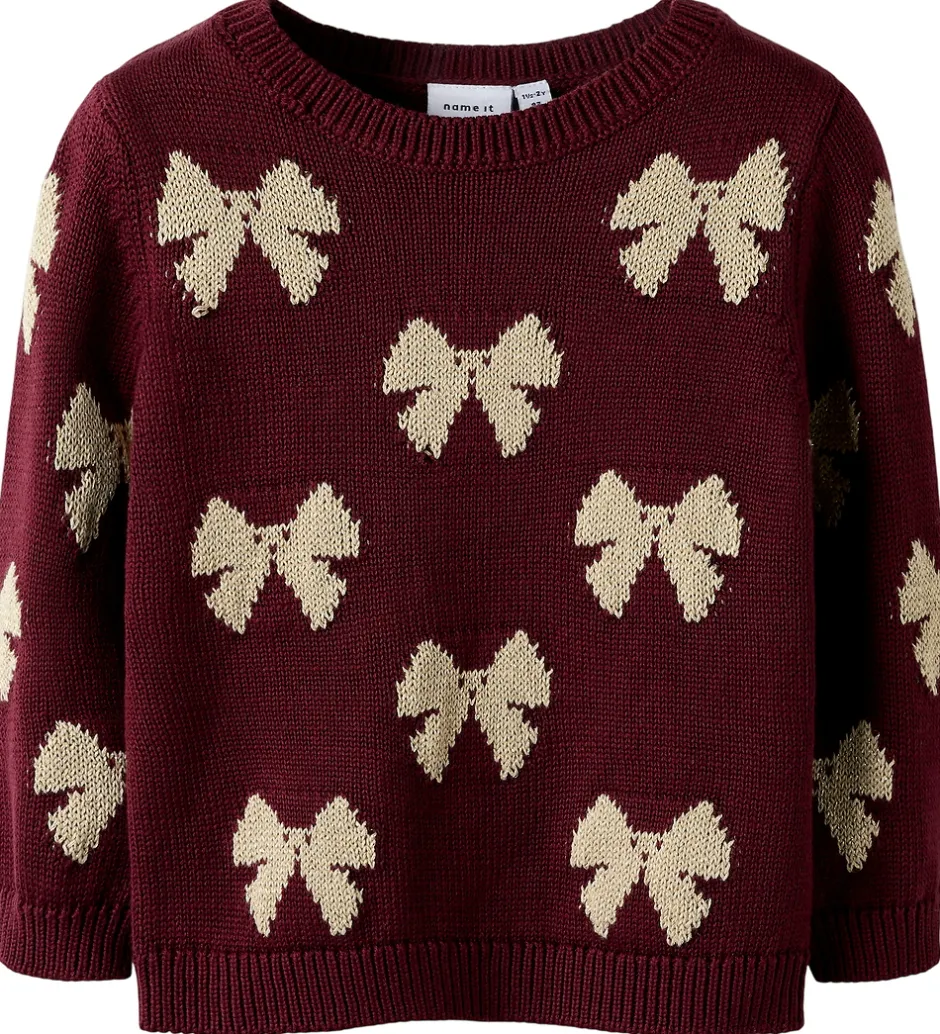 Børn Name It Bluse - Strik - NmfRekka - Burgundy m. Sløjfer