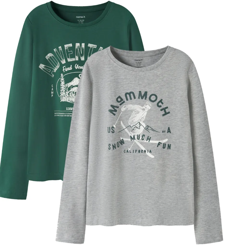 Børn Name It Bluser - NkmVux - 2-Pak - Grey Melange/Bistro Green Adve