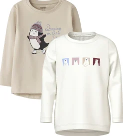 Børn Name It Bluser - 2-Pak - NmfVix - Cloud Dancer/Cement Penguin