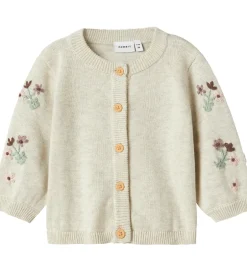 Børn Name It Cardigan - Strik - NbfNussy - Peyote Melange m. Blomster