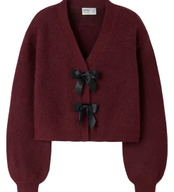 Børn Name It Cardigan - Strik - NkfRina - Burgundy/BLACK BOW