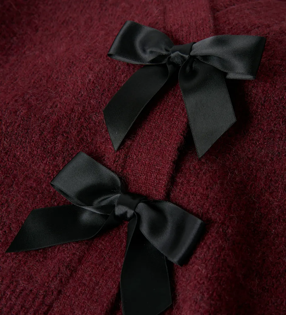 Børn Name It Cardigan - Strik - NkfRina - Burgundy/BLACK BOW