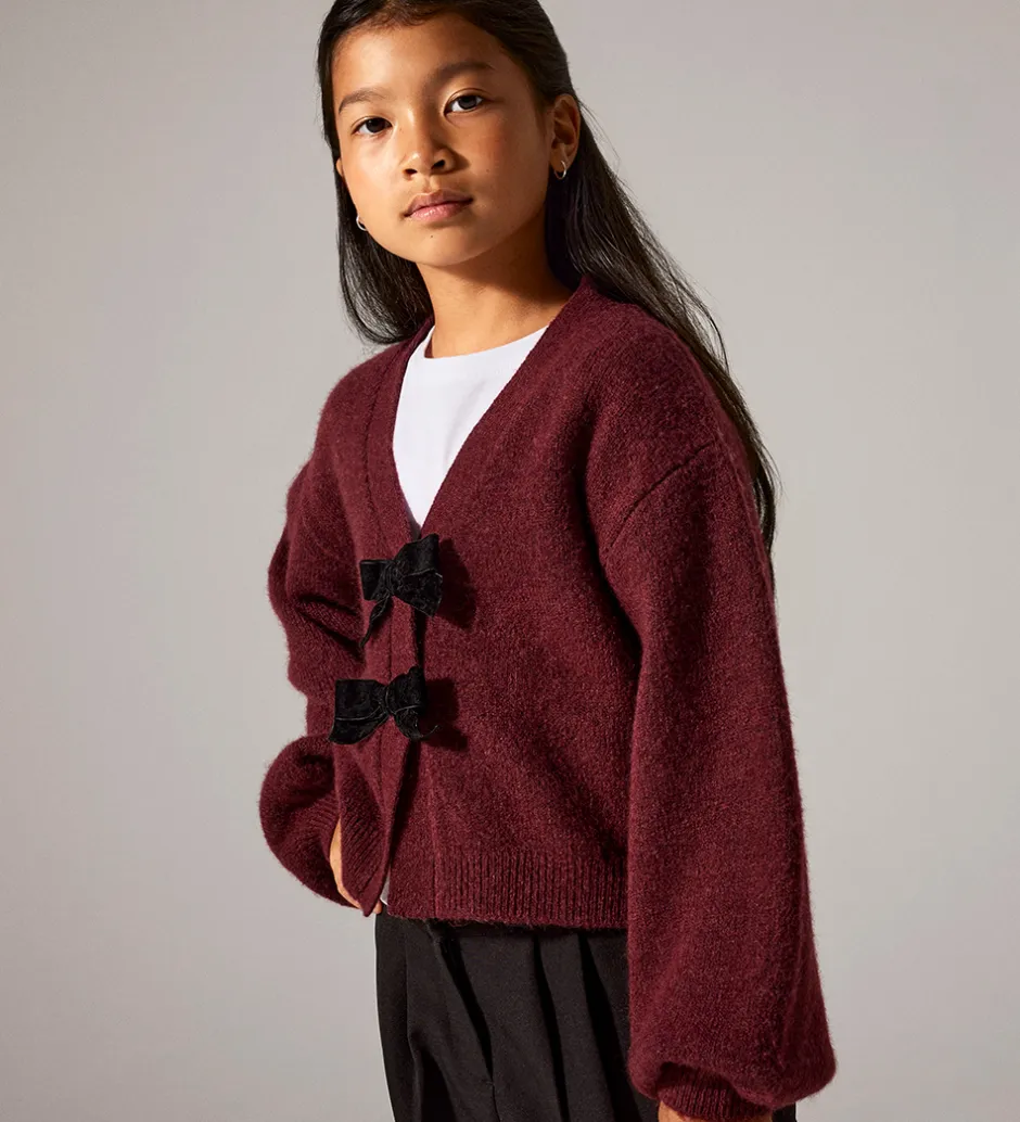 Børn Name It Cardigan - Strik - NkfRina - Burgundy/BLACK BOW