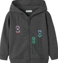 Cardigans*Name It Cardigan m. Hætte - NmmVoltinus - Dark Grey Melange/Cars