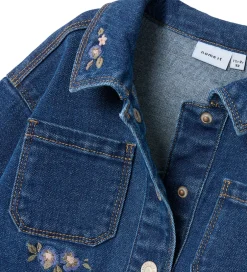 Overgangsjakker*Name It Denimjakke - NmfKara - Dark Blue Denim/Flower